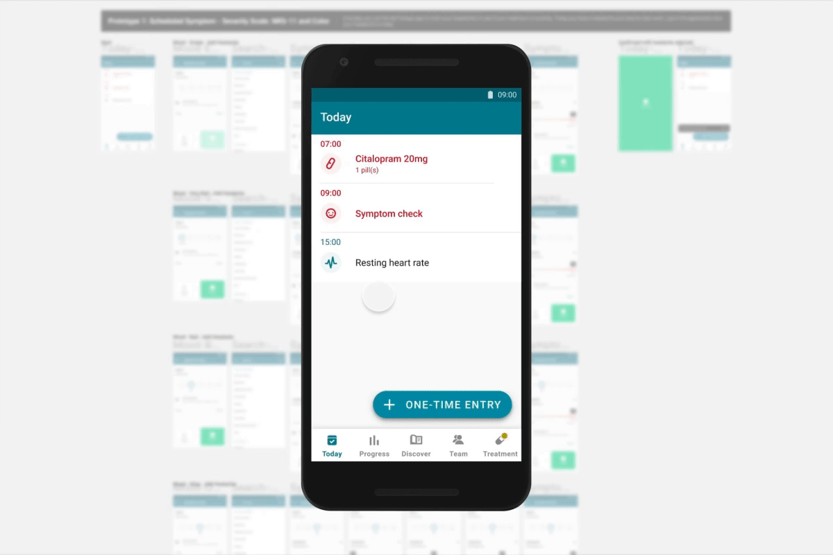 animation of one of the prototypes for MyTherapy's new symptom tracker